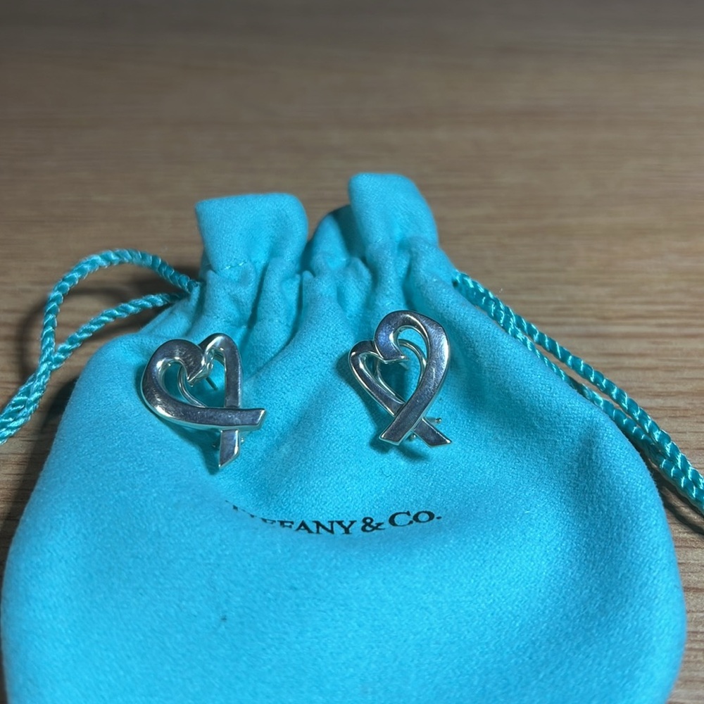Tiffany & Co. Paloma Picasso Vintage Earrings Loving Hearts Sterling Silver